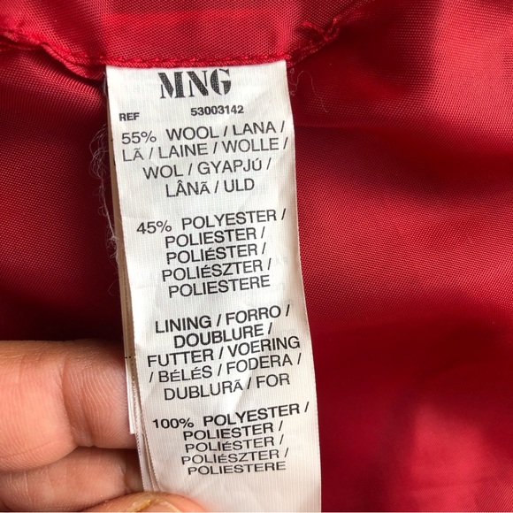 MNG Red Wool Blend Trench Winter Coat Jacket Casual Sportswear Women’s Size M - Picture 7 of 16